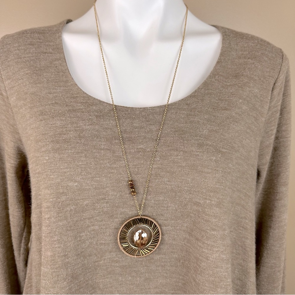 Velvet Faceted Bead Wire Long Necklace & Earring Set NEW